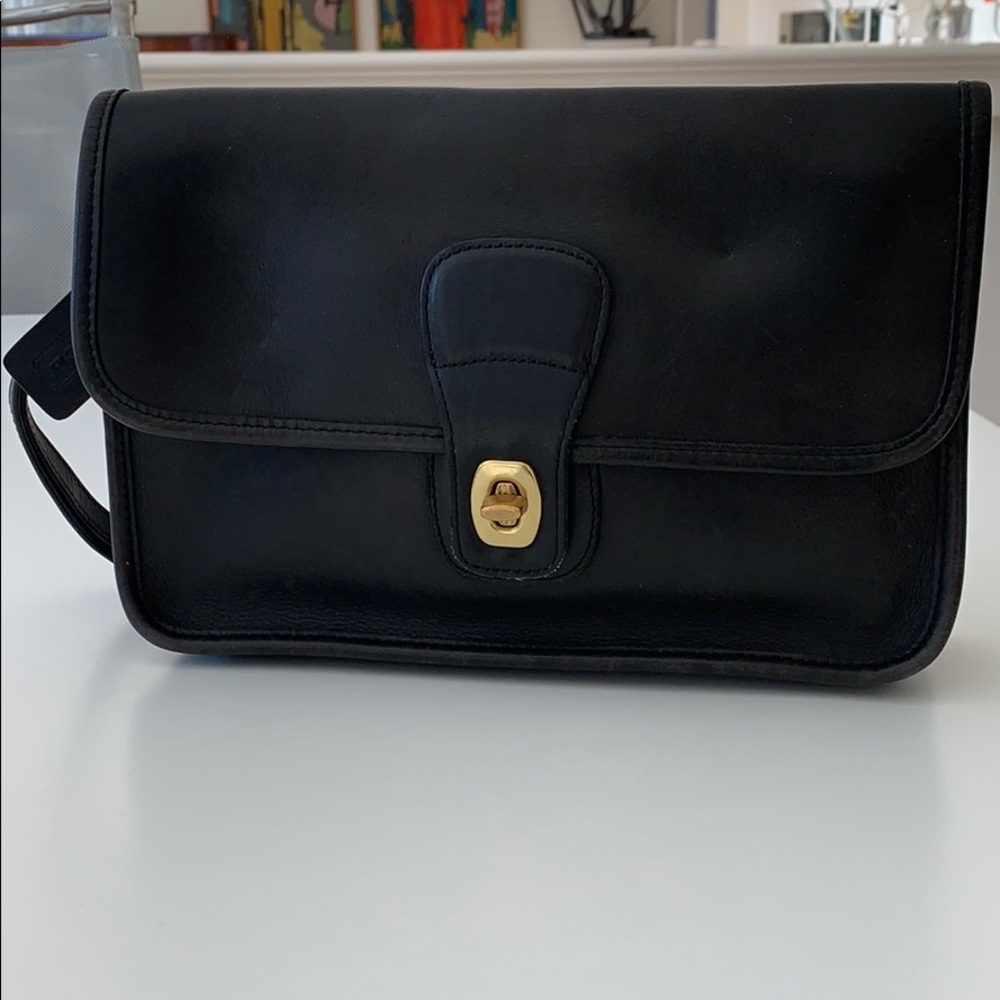 Rare Coach vintage black leather clutch bag